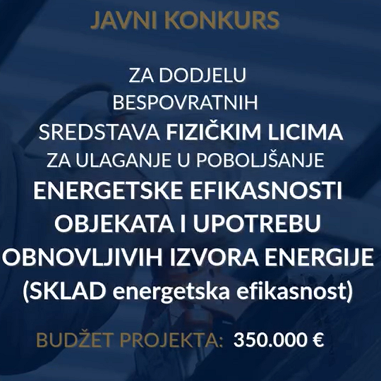 16.07.2025 objavljen drugi javni natečaj SKLAD Črna Gora – Energetska učinkovitost